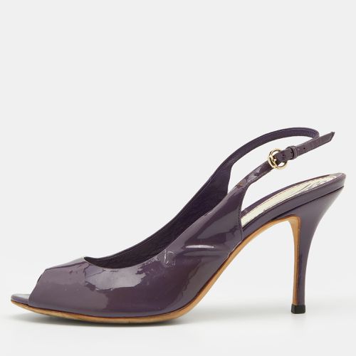 Gucci Purple Patent Leather Peep-Toe Slingback Sandals Size 38.5 - Gucci - Modalova