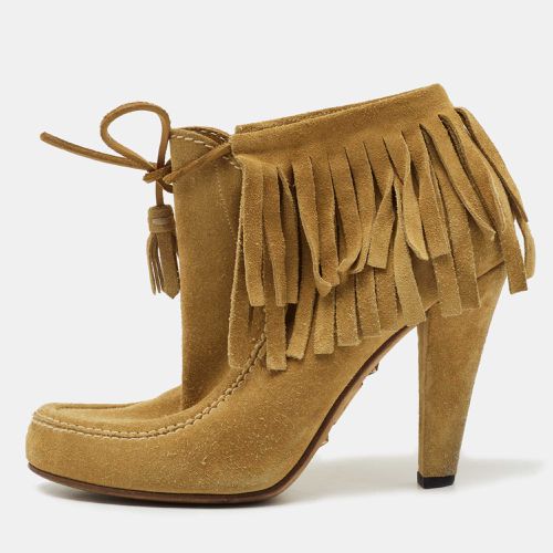 Gucci Mustard Suede Fringe Ankle Length Boots Size 36.5 - Gucci - Modalova