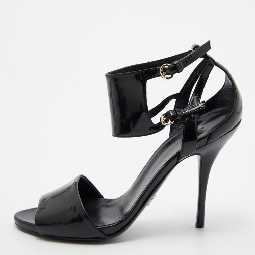 Gucci Black Patent Leather Open Toe Ankle Strap Sandals Size 38.5 - Gucci - Modalova