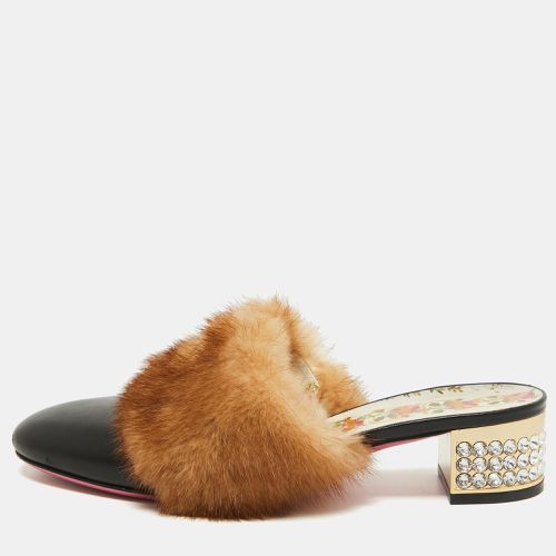 Leather and Mink Fur Candy Embellished Mules Size 36 - Gucci - Modalova