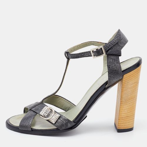 Prada Deep Green Ostrich Leather Ankle Strap Block Heel Sandals Size 36 - Gucci - Modalova