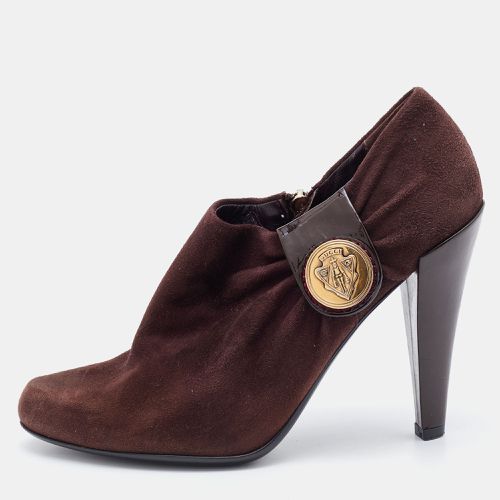 Gucci Brown Suede and Patent Leather Hysteria Ankle Booties Size 38 - Gucci - Modalova