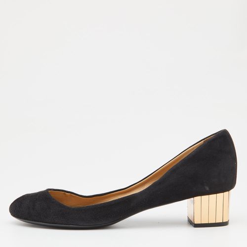 Gucci Black Suede Peep Toe Block Heel Pumps Size 40 - Gucci - Modalova