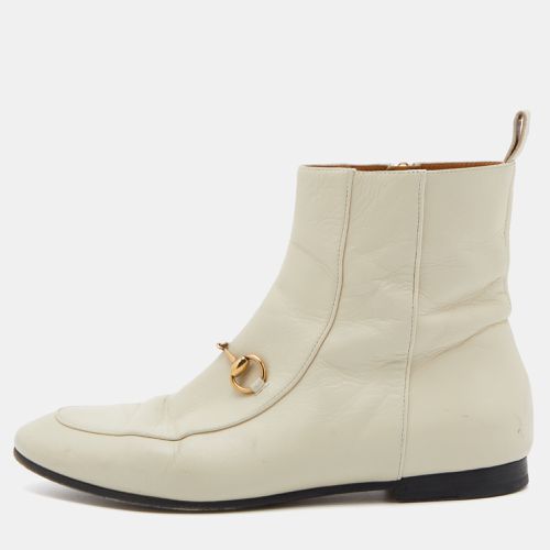 Gucci Cream Leather Horsebit Ankle Boots Size 38 - Gucci - Modalova