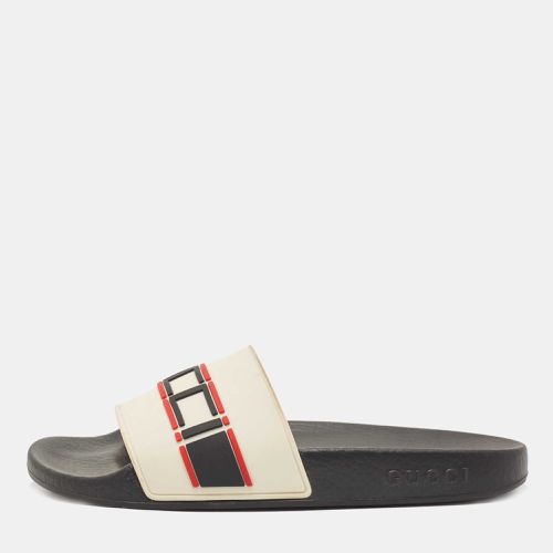 Gucci Off White Rubber Logo Slides Size 38 - Gucci - Modalova