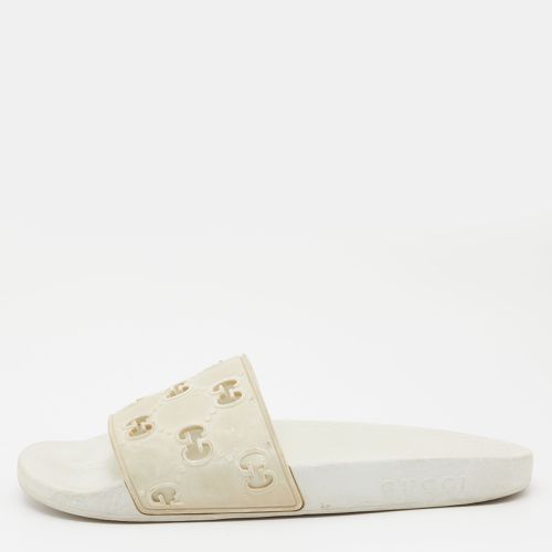 Gucci White GG Laser Cut Rubber Slides Size 38 - Gucci - Modalova