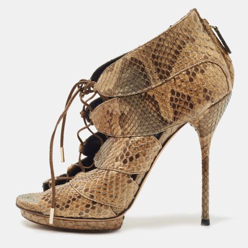 Gucci Metallic Python Open Open Toe Ankle Boots Size 36.5 - Gucci - Modalova