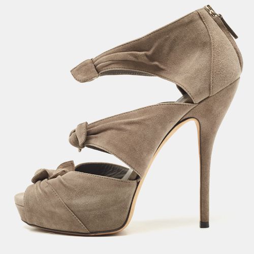 Gucci Grey Suede Bow Ankle Strap Sandals Size 38 - Gucci - Modalova