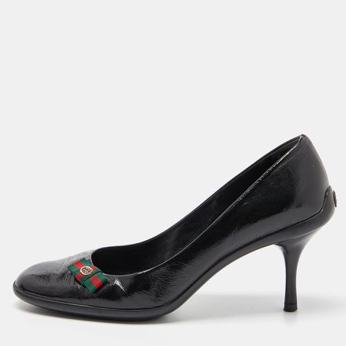 Gucci Black Patent Leather Web Bow Pumps Size 38.5 - Gucci - Modalova