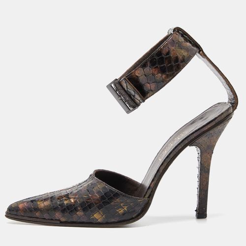 Gucci Brown Python Pointed Toe Ankle Strap Sandals Size 36 - Gucci - Modalova