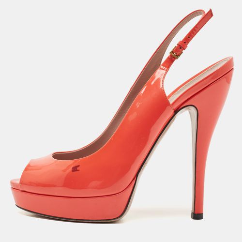 Patent Leather Peep Toe Platform Pumps Size 39 - Gucci - Modalova