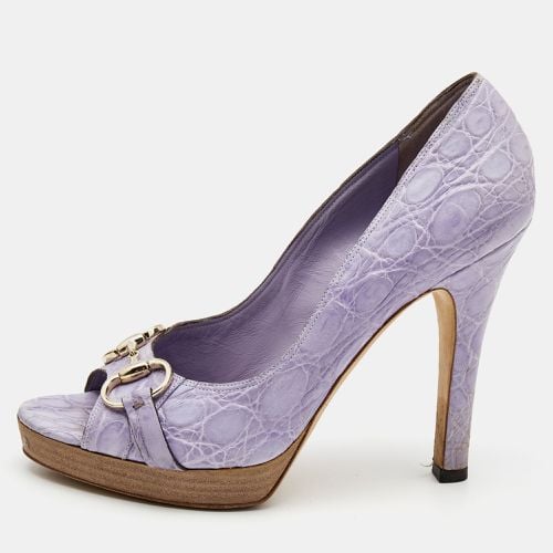 Gucci Light Purple Crocodile Leathe Open Toe Horsebit Pumps Size 39 - Gucci - Modalova