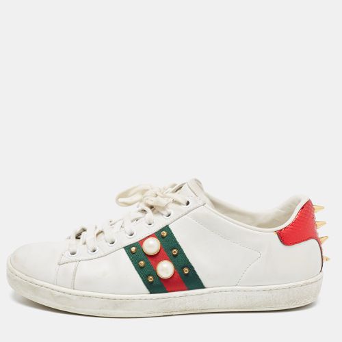 Gucci White Leather Web Ace Low Top Sneakers Size 37.5 - Gucci - Modalova