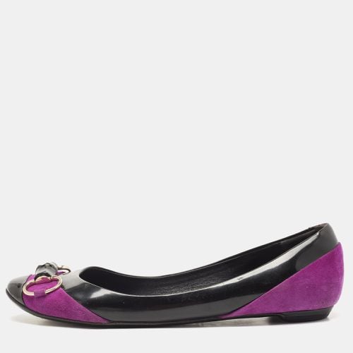 Gucci Purples/Black Patent Leather And Suede Bamboo Horsebit Ballet Flats Size 39.5 - Gucci - Modalova