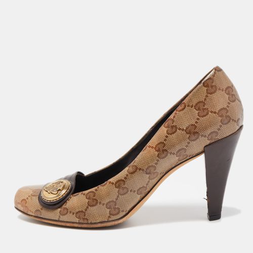 Gucci Brown/Beige GG Supreme Canvas and Leather Hysteria Pumps Size 39 - Gucci - Modalova