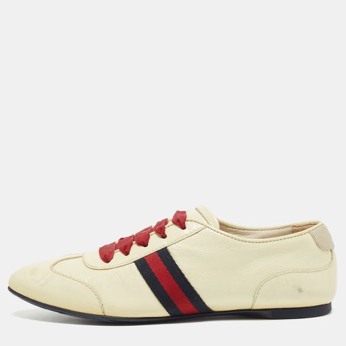 Patent Leather Web Lace Up Sneakers Size 35 - Gucci - Modalova