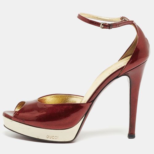 Gucci Red Patent Leather Ankle Strap Sandals Size 38.5 - Gucci - Modalova