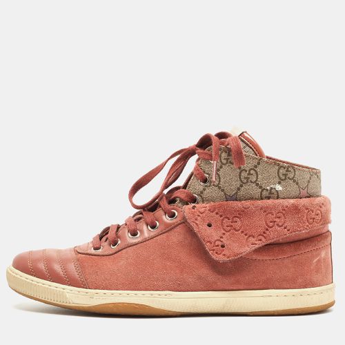 Gucci Pink Leather and Suede High Top Sneakers Size 38 - Gucci - Modalova