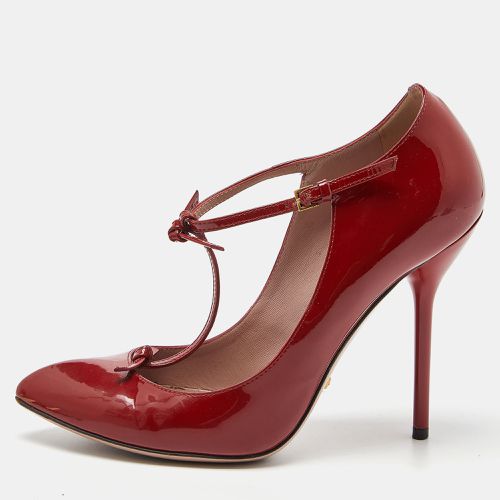 Gucci Red Patent Leather Knotted Bow T-Strap Pumps Size 36 - Gucci - Modalova