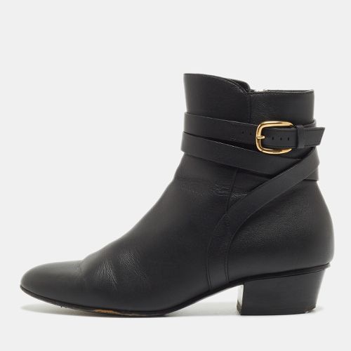 Gucci Black Leather Buckle Detail Ankle Booties Size 36.5 - Gucci - Modalova