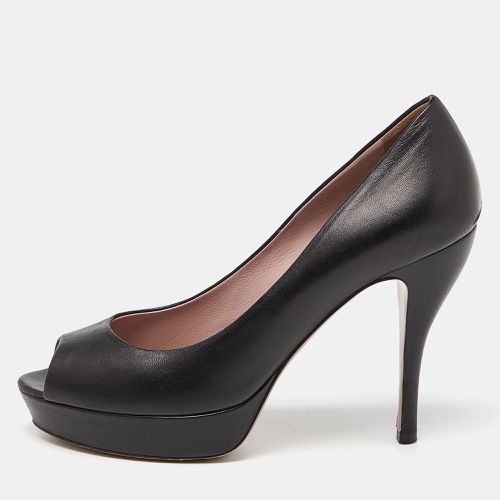 Gucci Black Leather Peep Toe Platform Pumps Size 37.5 - Gucci - Modalova