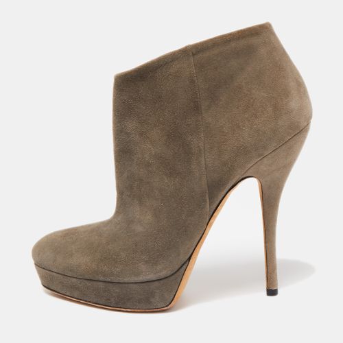 Gucci Grey Suede Platform Ankle Booties Size 36 - Gucci - Modalova