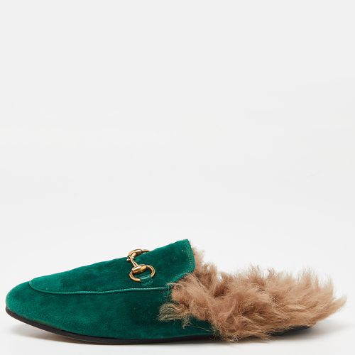 Gucci Green Velvet Horsebit Princetown Flat Mules Size 35 - Gucci - Modalova