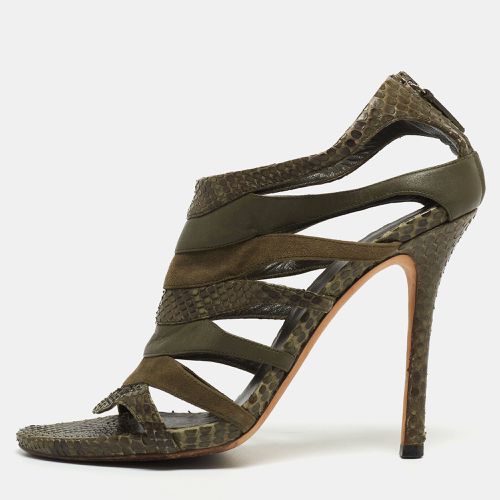 Gucci Green Python And Suede Ankle Strap Sandals Size 38 - Gucci - Modalova