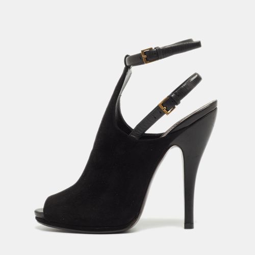 Gucci Black Suede Jane Peep Toe Booties Size 37.5 - Gucci - Modalova