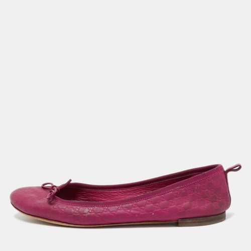 Gucci Pink Leather Bow Detail Microguccissima Ballet Flats Size 39 - Gucci - Modalova