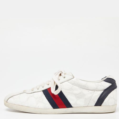 Gucci White Guccissima Leather Web Low Top Sneakers Size 37 - Gucci - Modalova