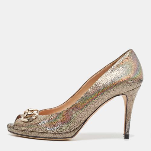 Gucci Metallic Laminated Suede New Hollywood Platform Pumps Size 38.5 - Gucci - Modalova