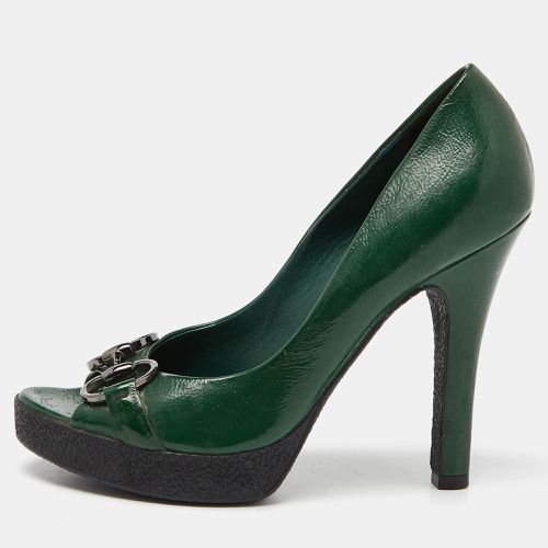 Gucci Green Patent Leather Horsebit Peep Toe Pumps Size 36 - Gucci - Modalova