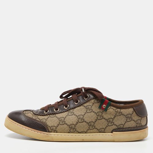 Gucci Beige/Brown GG Supreme Canvas and Leather Web Lace Up Sneakers Size 37.5 - Gucci - Modalova