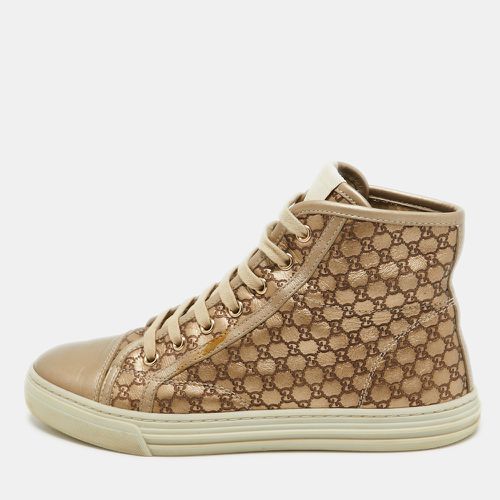 Gucci Metallic Gold Leather Guccissima High Top Sneakers Size 37 - Gucci - Modalova