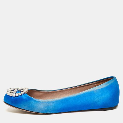 Gucci Blue Satin Interlocking G Crystals Ballet Flats Size 37.5 - Gucci - Modalova