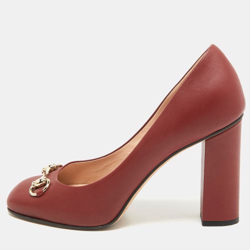 Gucci Burgundy Leather Horsebit Pumps Size 39.5 - Gucci - Modalova