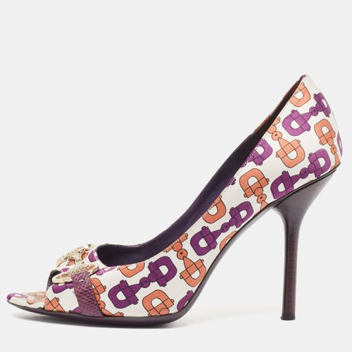 Gucci Multicolor Satin Horsebit Peep Toe Pumps Size 38.5 - Gucci - Modalova