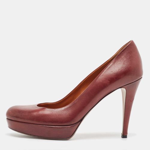 Gucci Burgundy Leather Round Toe Platform Pumps Size 39 - Gucci - Modalova