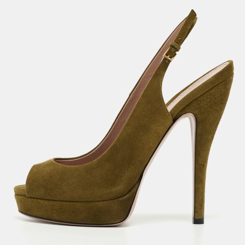 Gucci Green Suede Sofia Slingback Platform Pumps Size 38.5 - Gucci - Modalova