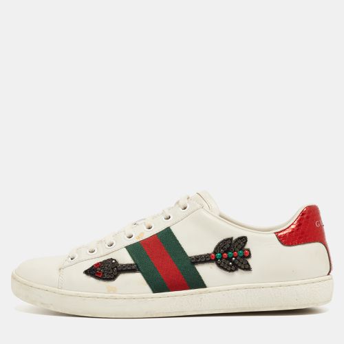 Gucci White Leather and Python Embossed Ace Low Top Sneakers Size 37.5 - Gucci - Modalova