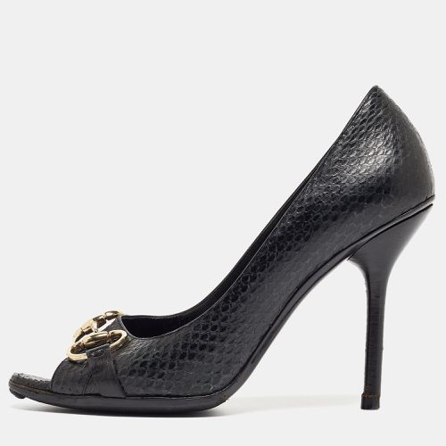 Gucci Black Python Horsebit Open Toe Pumps 38.5 - Gucci - Modalova