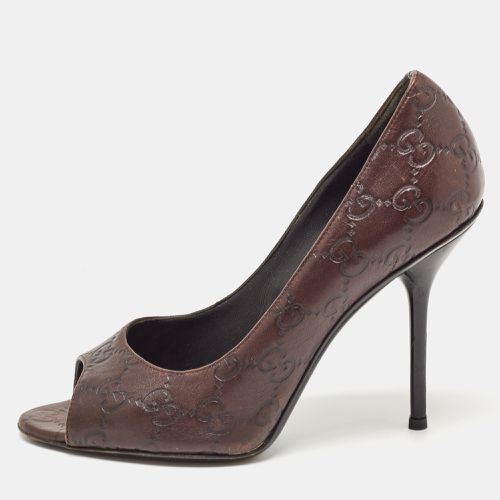 Gucci Brown Leather Peep Toe Pumps Size 37 - Gucci - Modalova