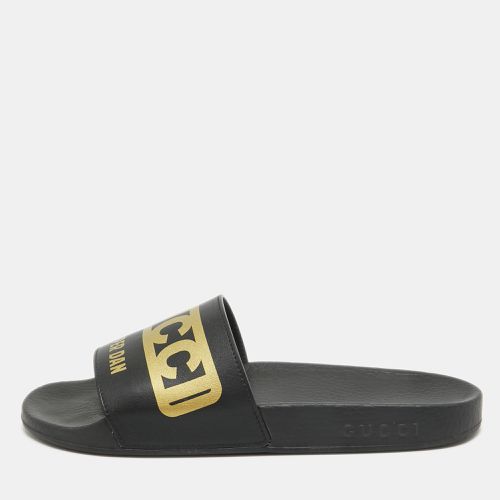 Gucci Black/Gold Leather Dapper Dan Pool Slides Size 39 - Gucci - Modalova