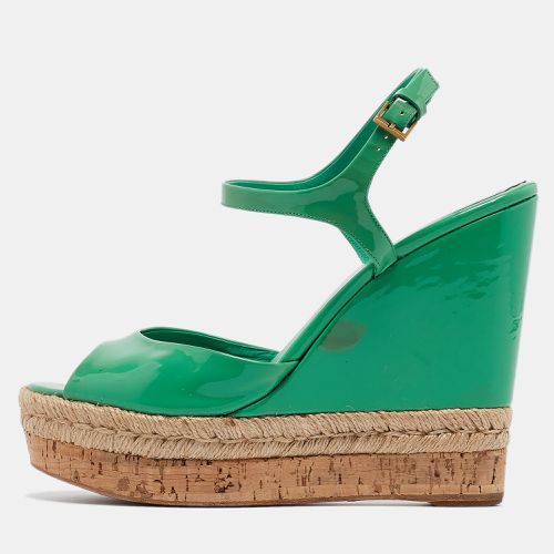 Gucci Green Patent Microguccissima Hollie Wedge Sandals Size 39.5 - Gucci - Modalova