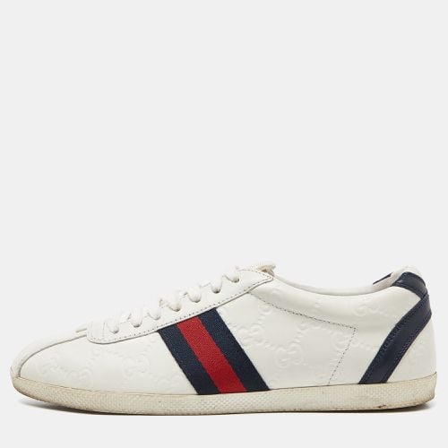 Gucci Off White Guccissima Leather Web Detail Lace Up Sneakers Size 37.5 - Gucci - Modalova