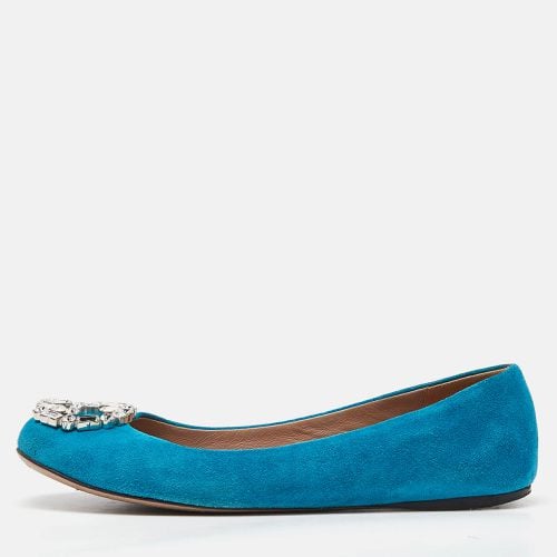 Gucci Blue Suede Interlocking G Crystals Ballet Flats Size 36 - Gucci - Modalova