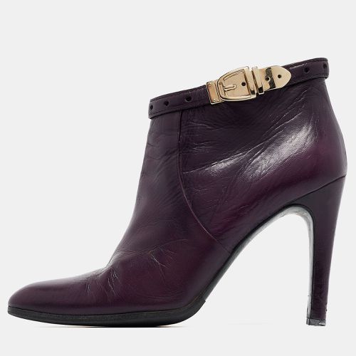 Gucci Purple Leather Buckle Detail Ankle Booties Size 37.5 - Gucci - Modalova