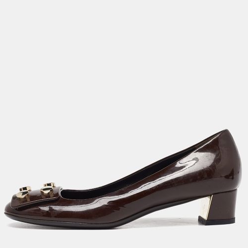 Gucci Brown Patent Leather Block Heel Pumps Size 35.5 - Gucci - Modalova