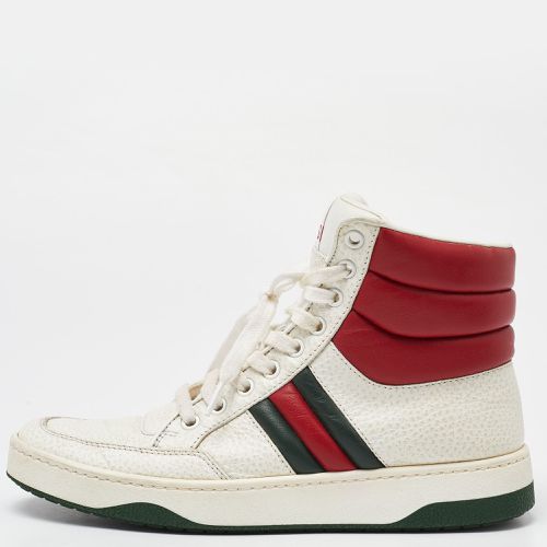 Gucci White/Red Leather New Praga Karibu Web High Top Sneakers Size 37.5 - Gucci - Modalova